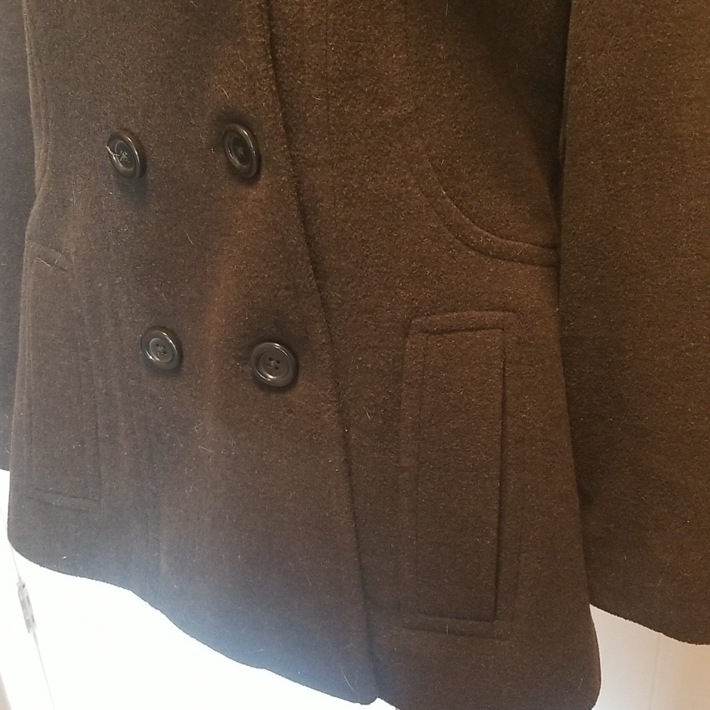 Croft and Barrow Wool Blend Pea Coat Dark Gray Green Womens Size Large WoolBlend - Picture 3 of 8